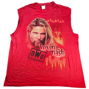 Vintage 1999 WCW nWo Kevin Nash Men's Red XL Sleeveless T-Shirt 100% Cotton